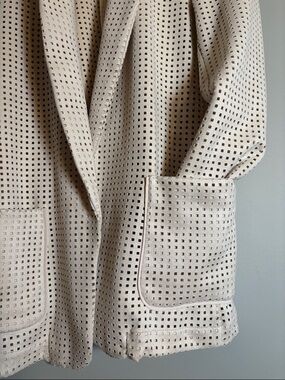 Zara Perforated Cream Blazer Jacket
